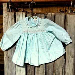 Vintage Cotton Long Sleeve Top 12-Months EUC  Baby Blue Scallop Collar